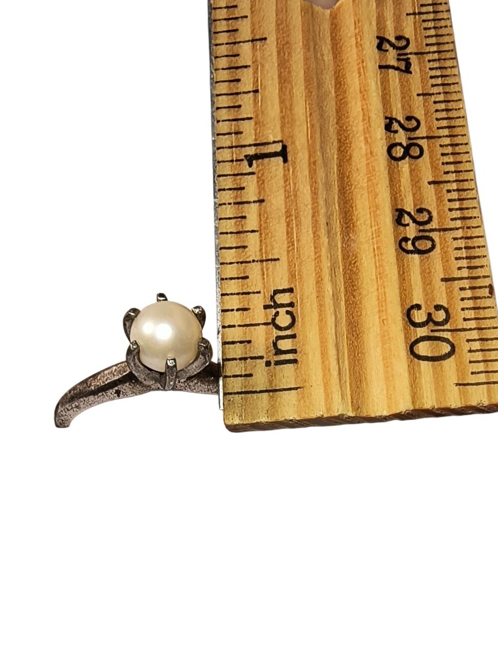 Vintage Sarah Coventry Classic Genuine White Pearl Ring In Sterling Silver - Picture 4 of 10